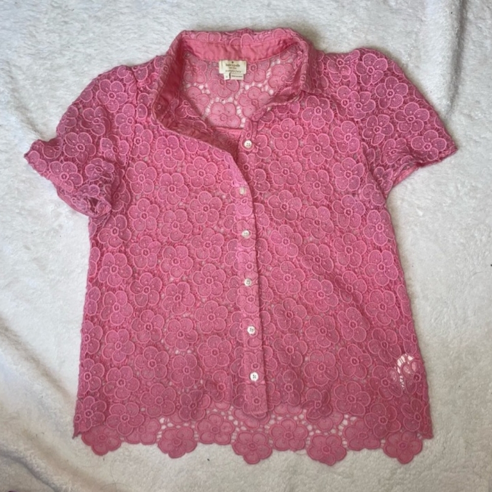 Kate Spade Pink Bloom Flower Lace Top